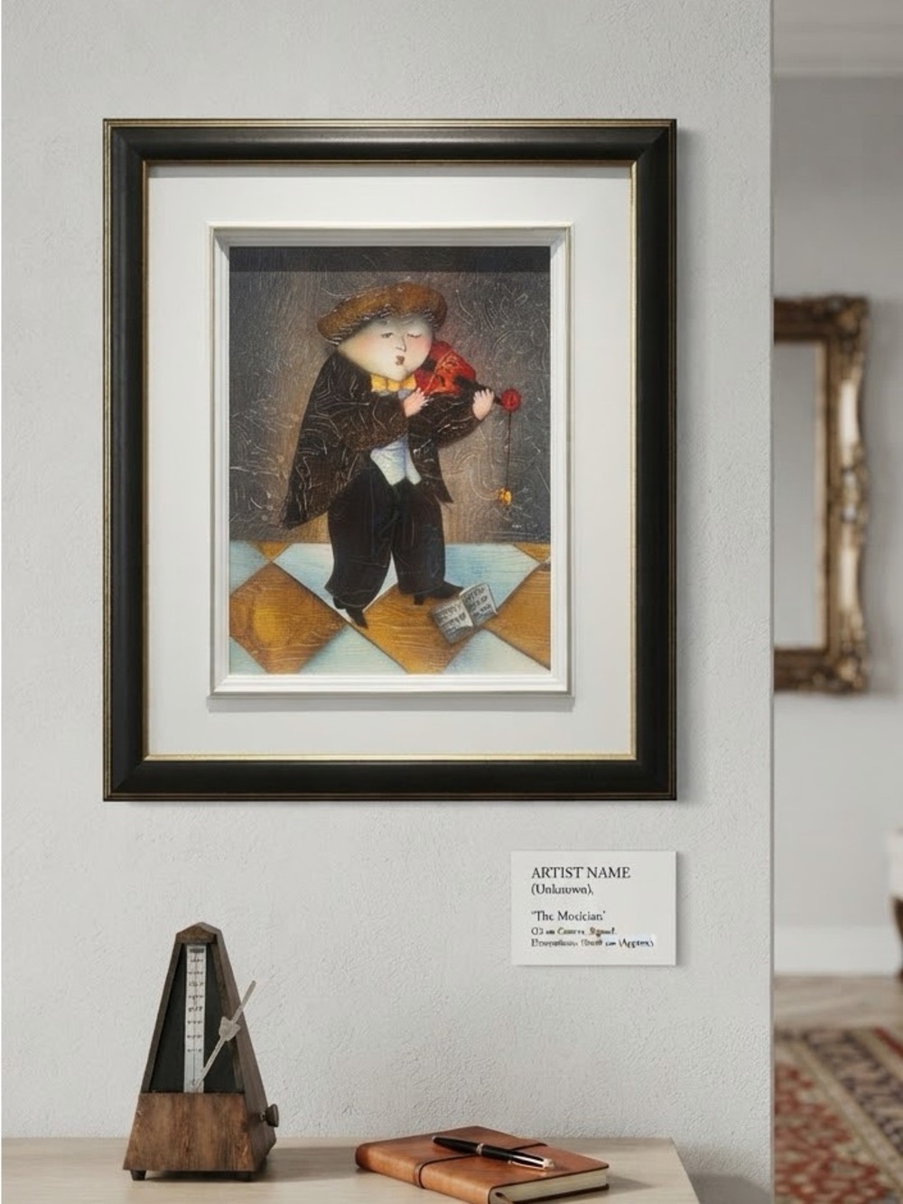Framed Wall Art - Black & Gold Musician Illustration